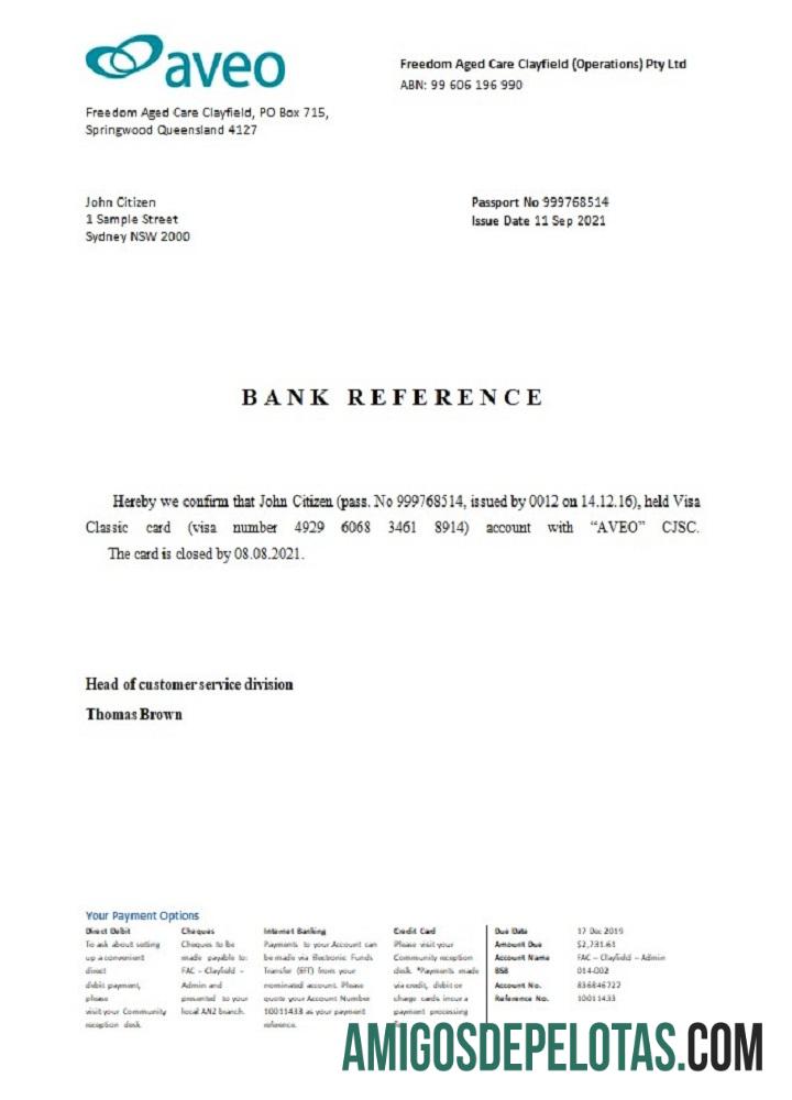 Referência de fechamento AVEO da Austrália baixar para verificação
